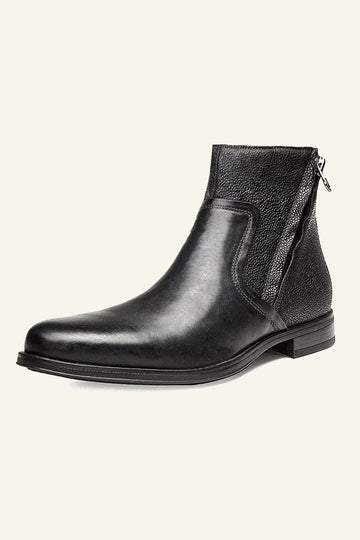 Cuero Genuino Top Layer Cowhide Zipper Botas de Hombre